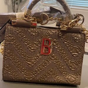 Bebe Purse Nola Mini Satchel Light Taupe Textured Crossbody Bag Card Holder NWT